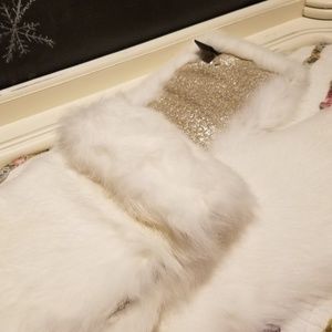 💜❤RARE! COACH WHITE RABBIT FUR SCARF - HTF!  NWOT